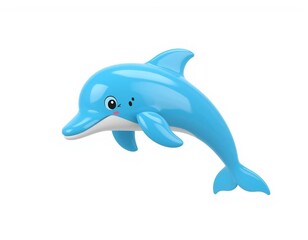 Obraz premium dolphin 3d rendering isolated on white background cartoon plastic style icon