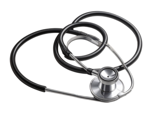 Realistic Classic Stethoscope Front View, Isolated PNG