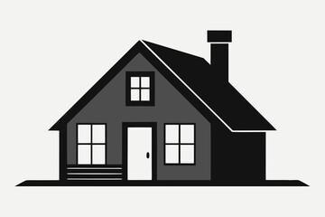 House icon vector illustration of residential building with roof window and door for real estate and property design