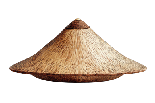 Conical wooden lid, light brown, intricate grain
