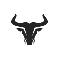 Abstract Geometric Bull Head Logo Silhouette Vector Design