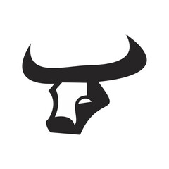 Powerful Stylized Black Bull Head Logo Icon Vector Illustration