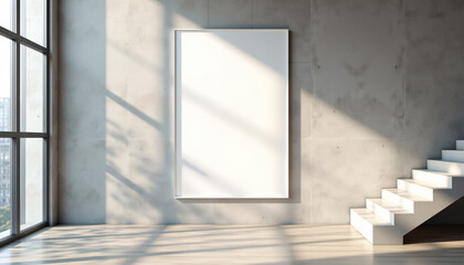 Modern Interior with Blank Canvas and Natural Light.