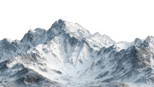 Snowy mountain range, peaks, icy