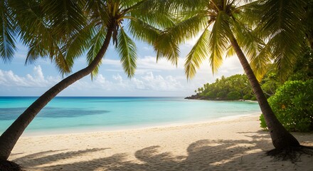 Tropical paradise beach with white sand and turquoise sea







