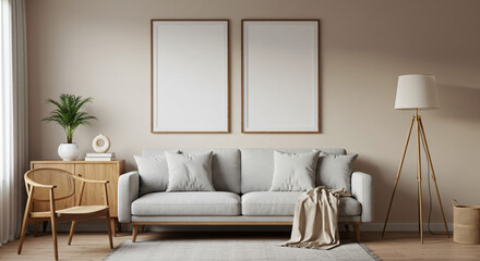 Modern Living Room Interior Design with Sofa and Artwork.