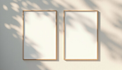 Two Blank Frames with Dappled Sunlight and Leaf Shadows.