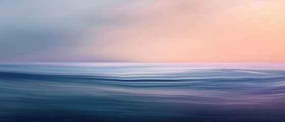 Obraz premium Abstract ocean horizon with soft pink and blue sky, blurry water texture