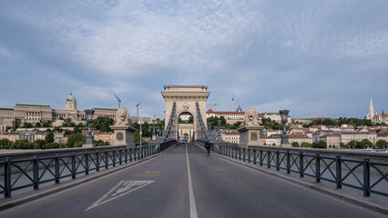 Budapest, Hungary – View from Chain Bridge (Széchenyi) across the Danube with Fisherman's...