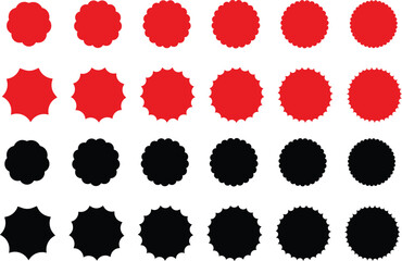 Verious of Ster Mark Red and Black Badge Shapes Collection – Labels, Seals, and Sticker Icons. © Kanon Islam