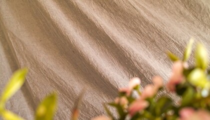 Soft Fabric Texture with Delicate Pink Flowers in Soft Focus.