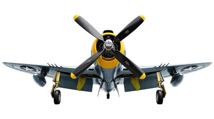 Fototapeta premium Propeller-driven fighter plane from historical war era shown background isolated on a Transparent background, PNG file.