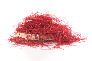 Fototapeta premium Dried Red Chili Pepper Threads Shredded Fine on White Background