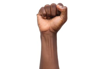 Black Man hand fist isolated on transparent or white background