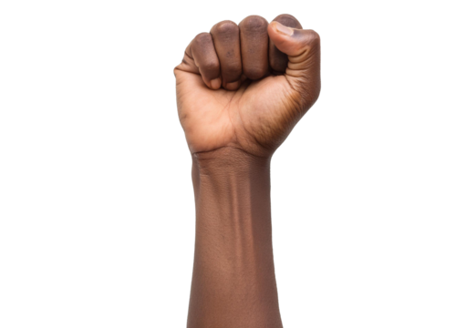 Black Man hand fist isolated on transparent or white background