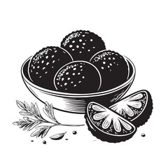 Black falafel Silhouette Vector, High Quality Illustration on White Background