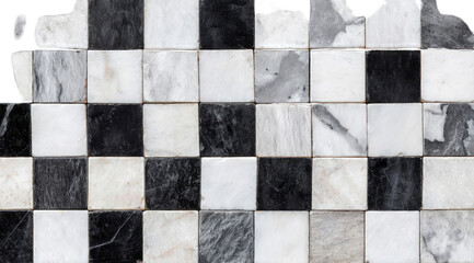 Checkered marble tile floor section