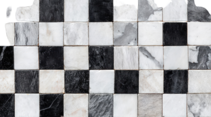 Checkered marble tile floor section