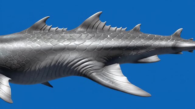 Leviathan Turn Body in Sinuous Motion with Full Body View on a Vibrant Blue Background Animation of a Giant Aquatic Creature for Educational and Creative Marine Projects