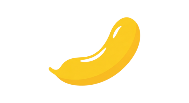 Bright Yellow Banana Illustration on Transparent Background for Healthy Food and Fruit Themes