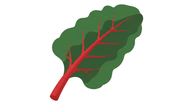 Illustration of a Fresh Green Leaf with Red Veins on Transparent Background - Powered by Adobe