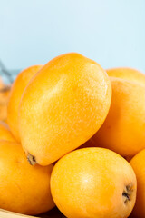 Fresh Loquats from Miyi Panzhihua Yunnan China - Large Golden Yellow Tropical Fruit in Basket