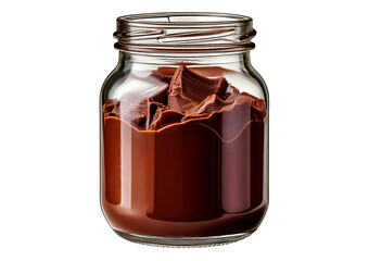 Glass jar with chocolate isolated on transparent or white background