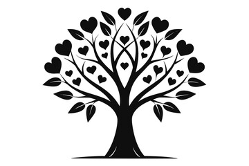 Obraz premium Black and white vector tree silhouette with roots and branches for nature and ecology design