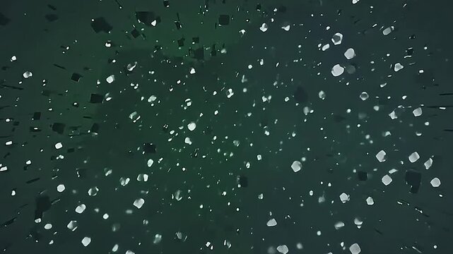 The screen shatters with explode pixel glitch screen effects, pixel pieces breaking apart vividly on a consistent green background for seamless video integration.