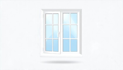 Modern White Window with Blue Sky View.