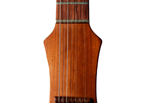 Guitar neck and frets in natural light isolated on transparent or white background