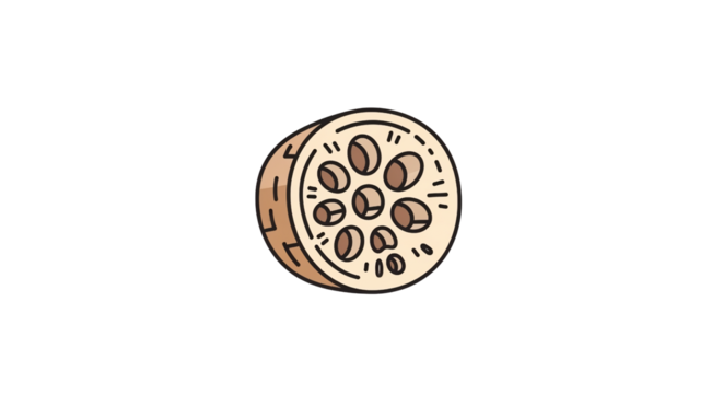 Cartoon Coffee Cookie on Transparent Background in Simple Style