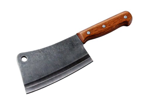 Meat cleaver knife isolated on transparent or white background