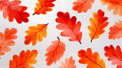 Obraz premium Watercolor autumn oak leaves