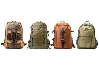 Set Outdoor Backpack isolated on transparent or white background