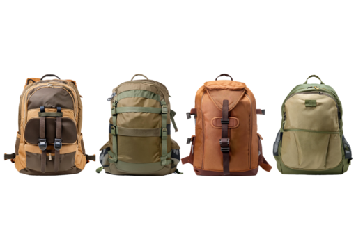 Set Outdoor Backpack isolated on transparent or white background