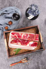 Woodfired Smoked Szechuan Pork Belly Slices Traditional Chinese Cured Meat with Star Anise and Soy...