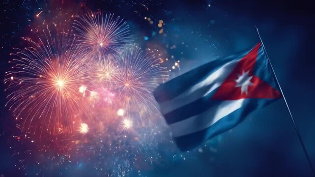 Cuban flag fireworks celebration