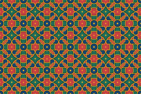 Colorful Islamic Tile Seamless Pattern