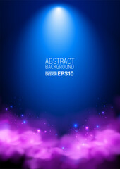 Purple and pink abstract clouds on blue background with vertical spotlight effect, modern poster design, mobile wallpaper template, creative art background for web banners, not generated by AI