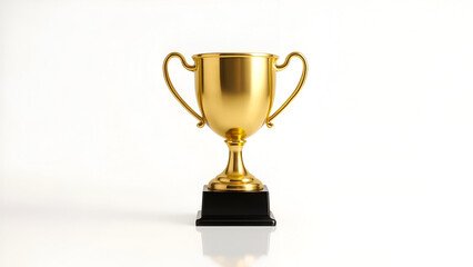 Golden Trophy Cup Isolated on White Background