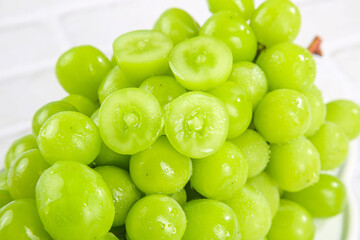 Fresh Green Seedless Grapes with Water Droplets - Healthy Fruit Photography
