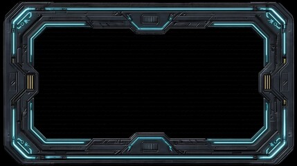 Sci-fi frame with glowing blue lines and detailed geometric metal border
