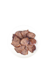 Sliced Corned Beef on White Plate - Traditional Deli Meat Ready to Serve