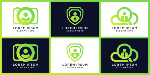 Recruitment technology logo design set