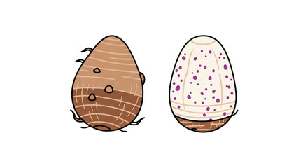 Cute Cartoon Eggs with Brown and White Shells on Transparent Background