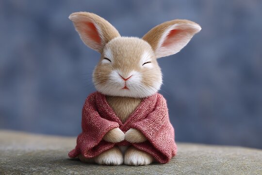 Cute rabbit sitting and sleeping peacefully