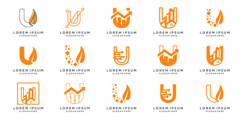Letter U logo design set
