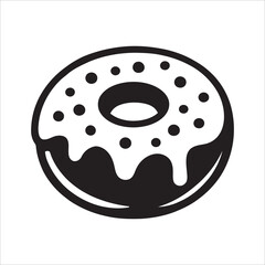 Donut with Glaze and Sprinkles Silhouette Vector