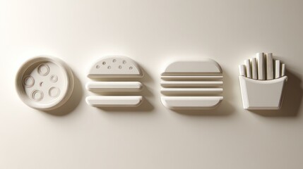 Three-dimensional icons of food